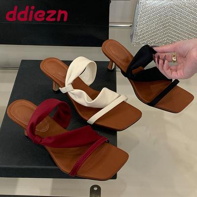 Mode Mode Eckige Zehen Damen Dünne Absätze Sandalen Pantoletten Schuhe Sommer Frühling Elegant Damen Absatzsandalen Schuhe Damenschuhe