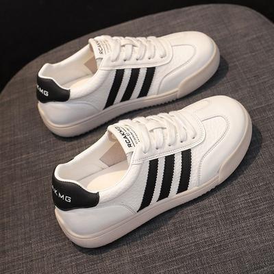 Cowhide Version Women's New Autumn Versatile Flat-soled Leather White Shoes Student Running Sports Shoes Women