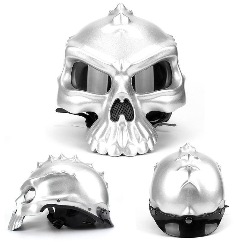 ABS Motorcycle Half Helmet With Reversible Skull Design Men Cycling Protective Gear Safety