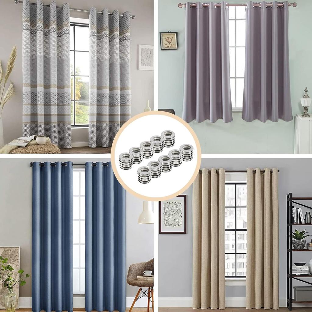 WICHEMI 50PCS Curtain Grommet, Curtain Eyelet Rings Clips Inner Diameter 1-9/16"(40mm) Nanoscale Grommets for Curtain Low Noise Roman Ring for Window