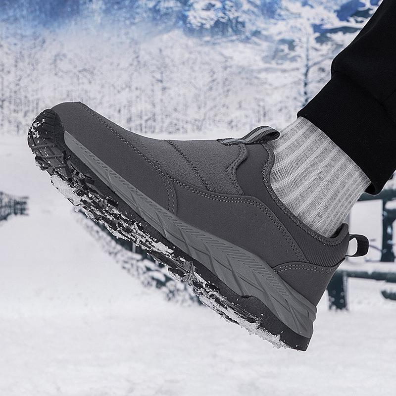 Plush Slip-on Cotton Shoes Warm Loafers Men Women Winter Outdoor Walking Hiking Sports Shoes Anti-slip Flat Shoes