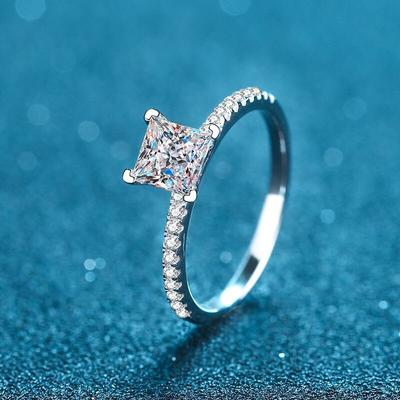 2 Karat Prinzessin Moissanit Verlobungsring für Frauen D Vvs1 Diamant Antrag Brautringe Sterling Silber Ehering