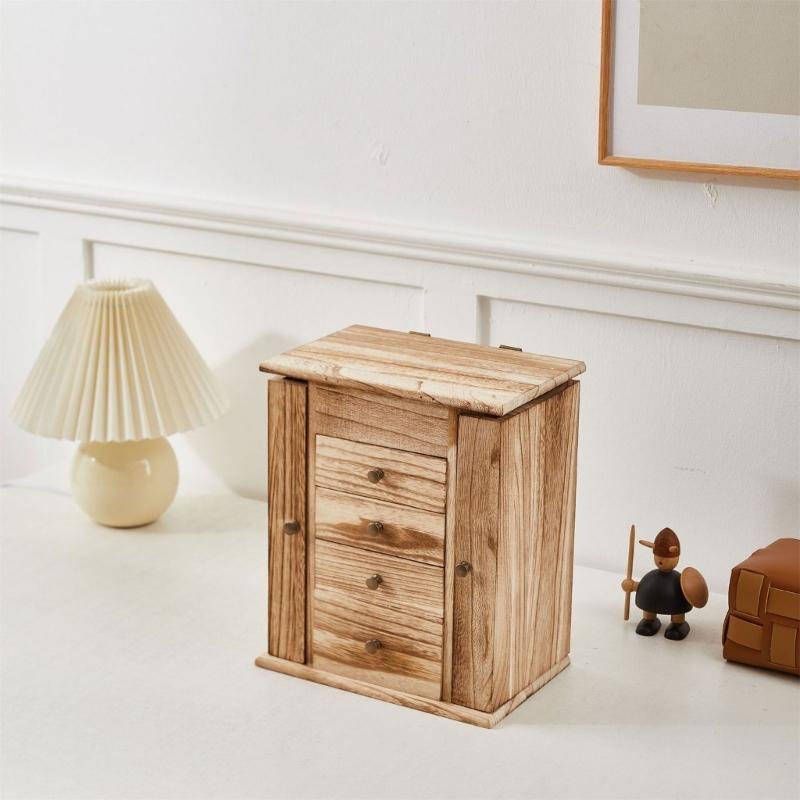 Wood Jewelry Box with Compartment Multilayer Jewellery Container Elegant Rings Earring Necklace Organizer for Women