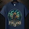 Finland Heritage Shirt, Finnish Bear Aurora Forest Vintage Tee, Finland Pride Ancestry Roots Gift, Finnish Bear Souvenir Travel Tee