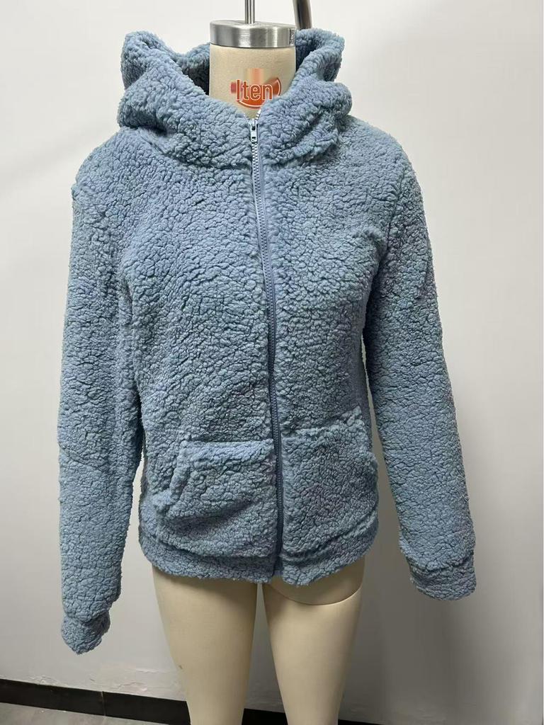 2025 Damen Herbst/Winter Kapuzen-Plüsch-Sweatshirt mit Reißverschluss