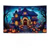 Custom Printed Halloween Banner 180x115cm, 100D Polyester Fabric Halloween Backdrop Background Cloth for Festival Decoration
