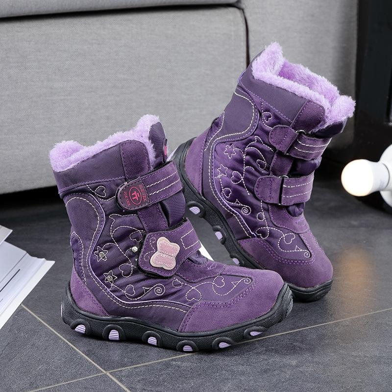 

Distribution of popular children s snow boots girls purple velvet thickened warm non-slip flat-bottomed snow boots 30