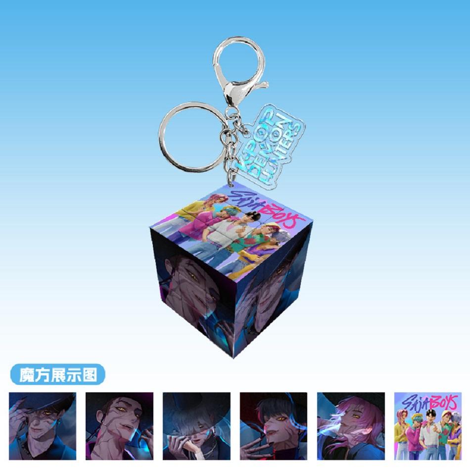 Kpop Demon Hunters Fashion Jewelry Mini acrylic Keychains Movable Square Cube Idol Rumi Zoey Jinu Mira Tiger model Toy Gifts