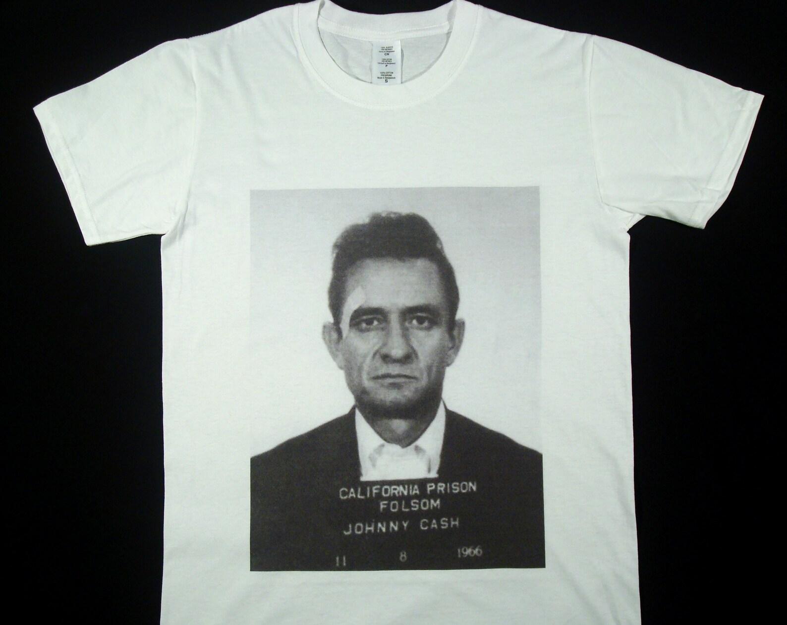 Johnny Cash mugshot White T-Shirt sizes available S-3XL 2XL