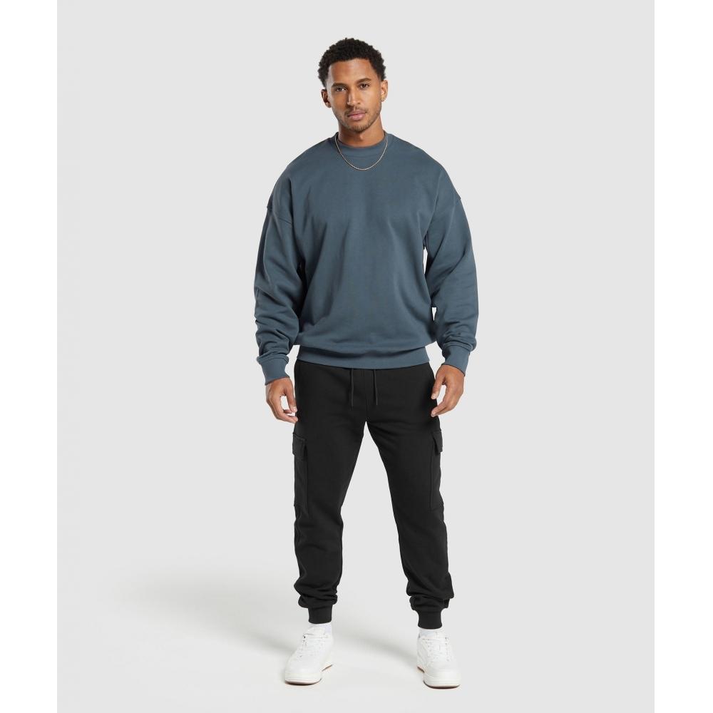 Gymshark Rest Day Essential Crew Titanium Blue A6a2l Ucmq