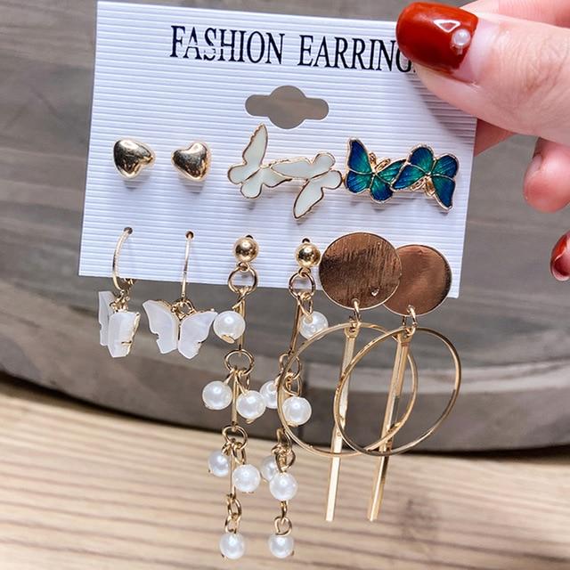 17KM Mode Perle Creolen Set Für Frauen Geometirc Gold Metall Kreis Creolen Brincos 2021 Trend Schmuck Geschenk