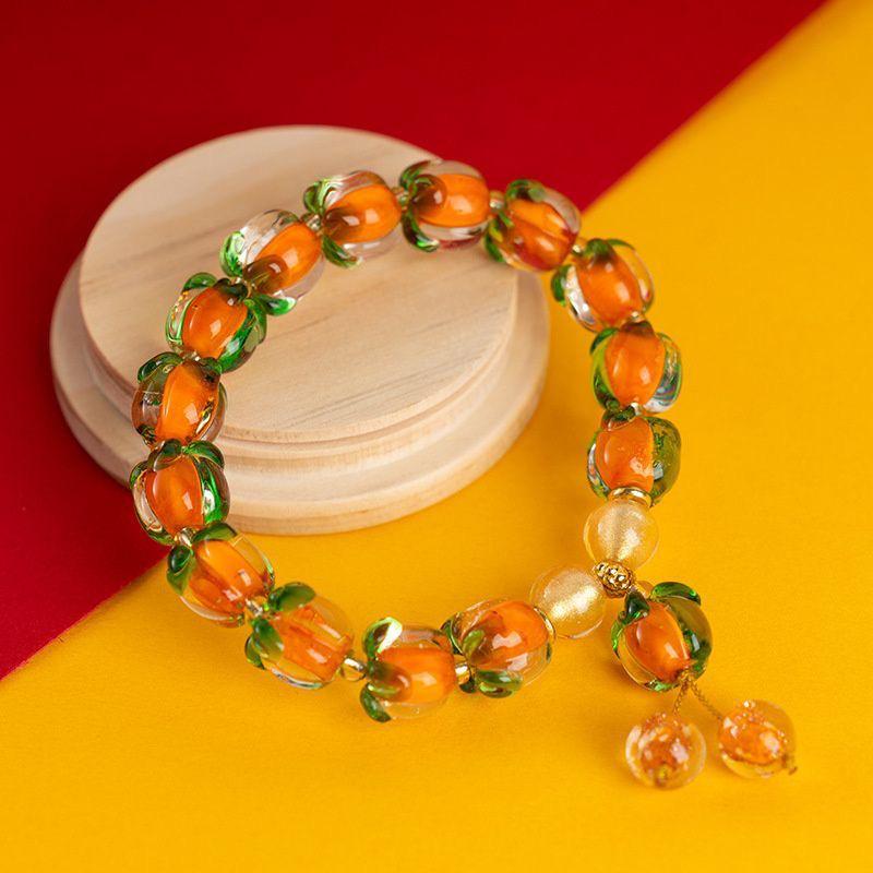 Auspicious Persimmon Ruyi Tassel Bracelet - Cultural Ornament