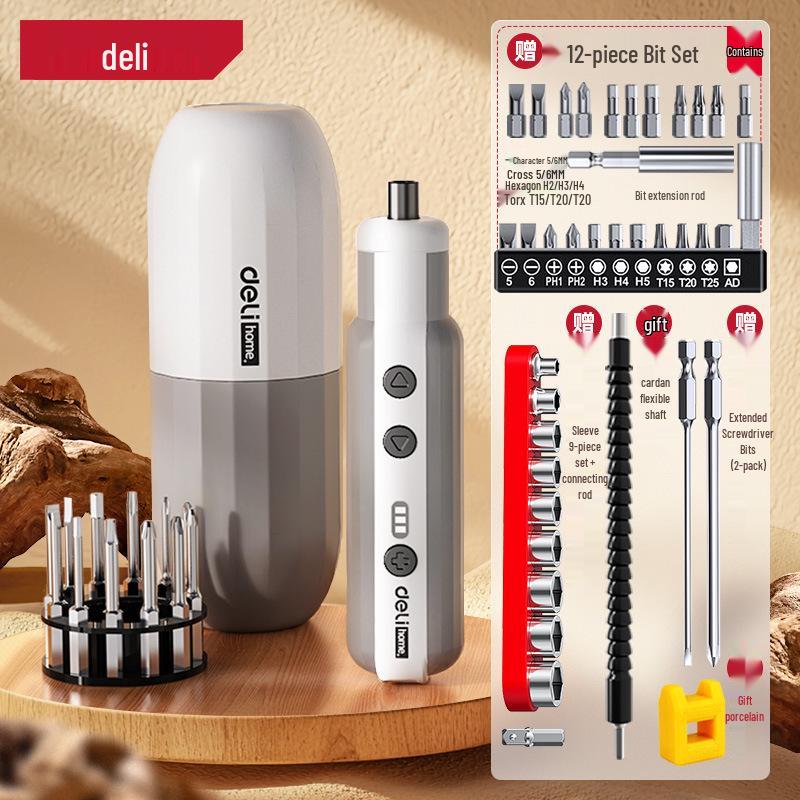 Deli Rechargeable Electric Screwdriver Set - Compact, Fully Automatic, Multifunctional with Lithium Battery for Household Use