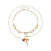 Oval Inlaid Diamond Necklace with Freshwater Pearl, Stainless Steel Pendant & Clavicle Chain for Women