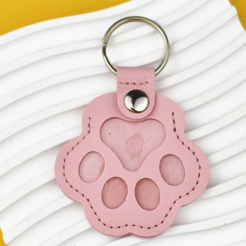 Pet Hair Memorial Keychain PU Leather Keepsake Locket for Cat Dog Fur Pet Hair Storage Pendant Handbag Hanging Accessories