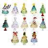 Christmas Table Centerpiece Glazed Tree Figurine Colorful Miniature Xmas Decor Handcrafted Small Ornament for Desk Glass Home Office Holiday
