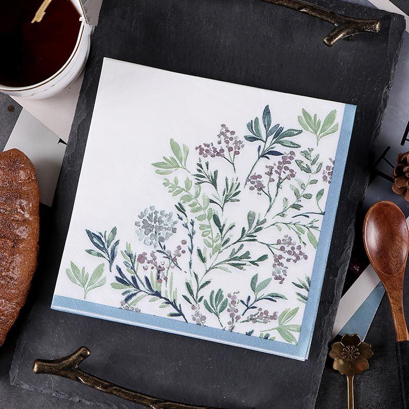 20Pcs/Lot Plant Flower Printed Disposable Paper Dinner Tableware Table Napkin Tissues Wedding Party Decoration