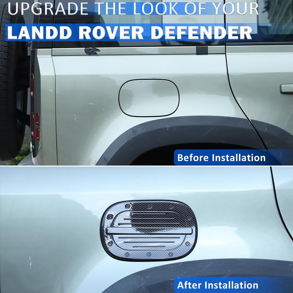 Car Filler Fuel Door Tank Gas Cap Cover Trim for Land Rover Defender 2020-2024 Exterior Fuel Tank Door Panel Cover Sticker Decal (Carbon Fiber)