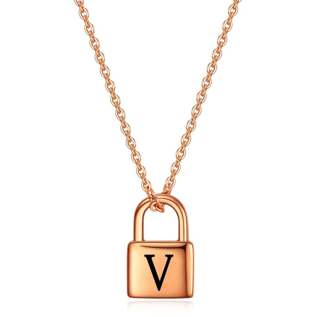12MM Padlock Laser-Engraved Roman Numerals Stainless Steel Necklace