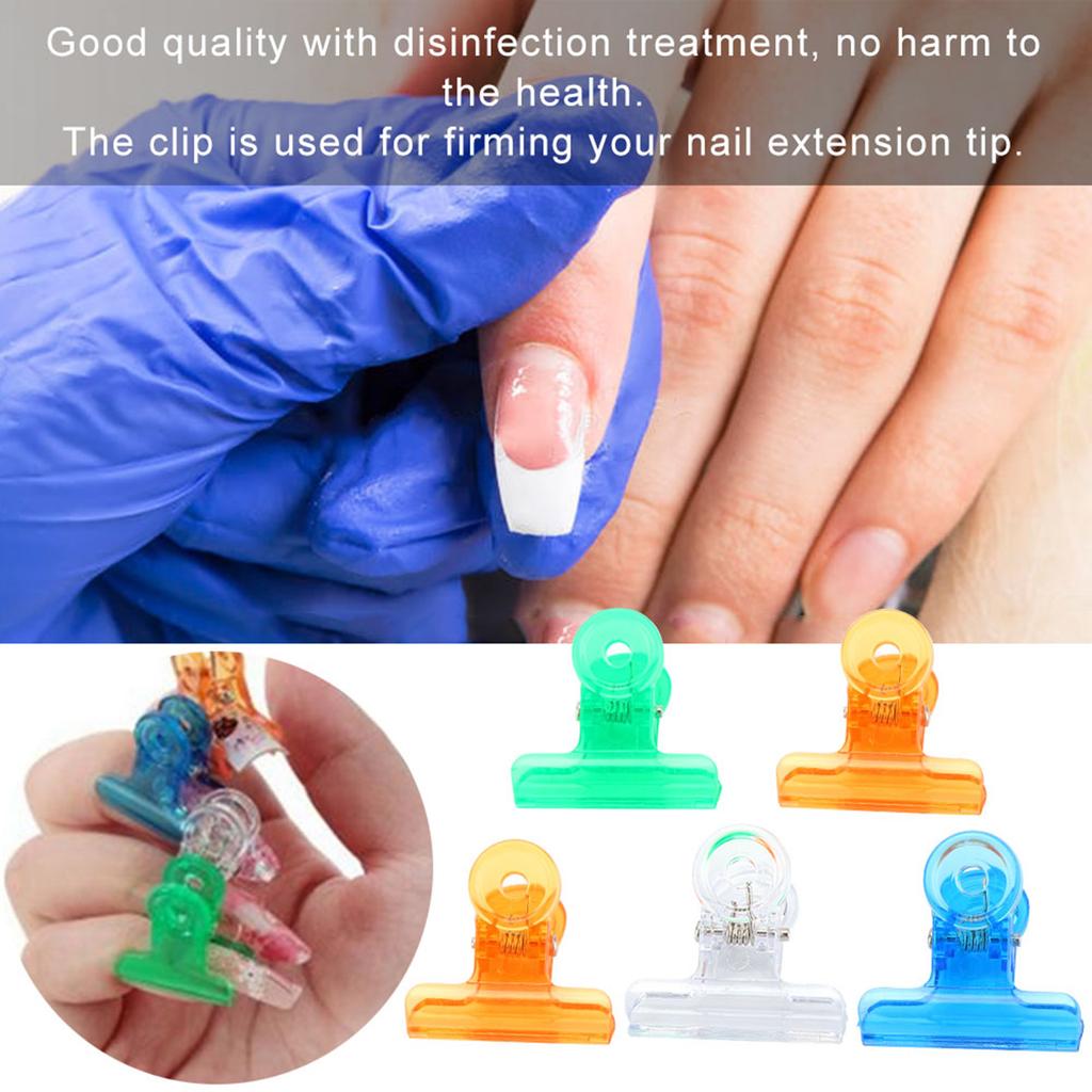 10pcs Nail Extension glass Manicure Extend Form Acrylic Tips 5pcs Nail Art Clamps
