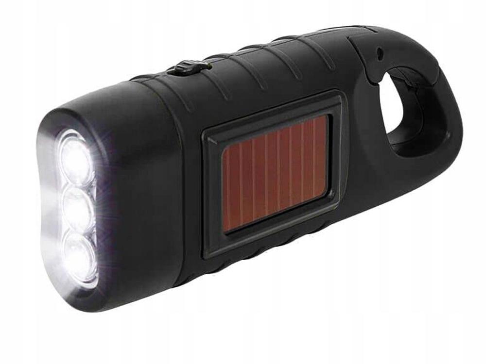 Solar Flashlight with Crank Black (100) Gab_A