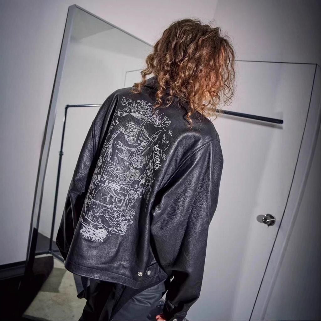 New "Principles of Love" Embroidered Leather Jacket Jacket