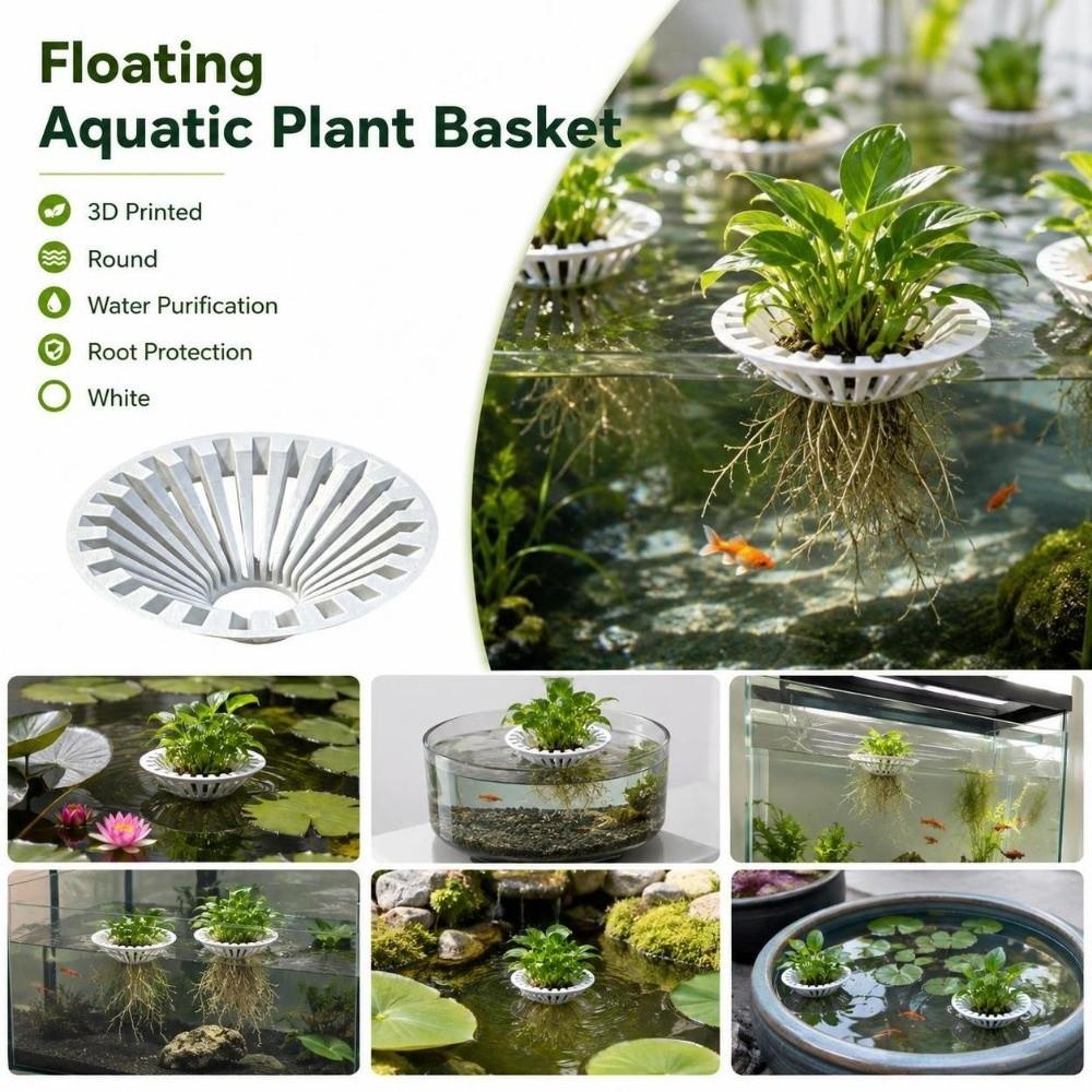 3D Printed Floating Colonization Basket Round Hydroponic Planting Basket Aquatic Environment