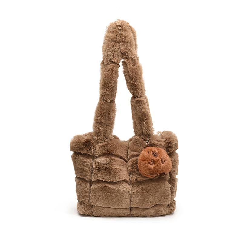 Large Capacity Plush Bag Women'S Plush Tote Bag Commuter Shoulder Bag