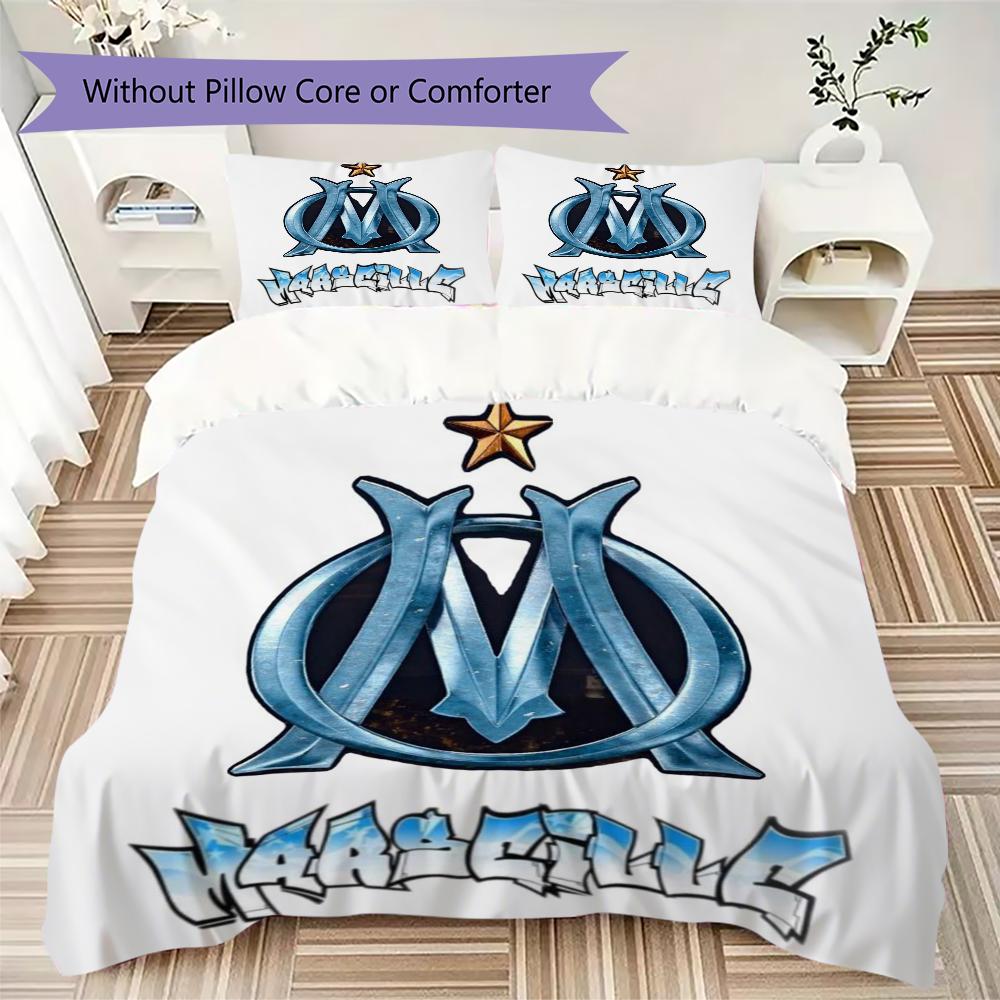 Olympique De Marseille Pattern Bedding Uilt Set Uilt Cover Pillowcase Home Decoration Birthday Gift (1 * Duvet Cover + 2 * Pillowcase Without Core)