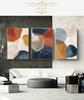 Painting Orange Blue Color Block Golden Line Poster Living Room Posters Prints Wall Decoration 3pcs Modern Abstract Art Canvas