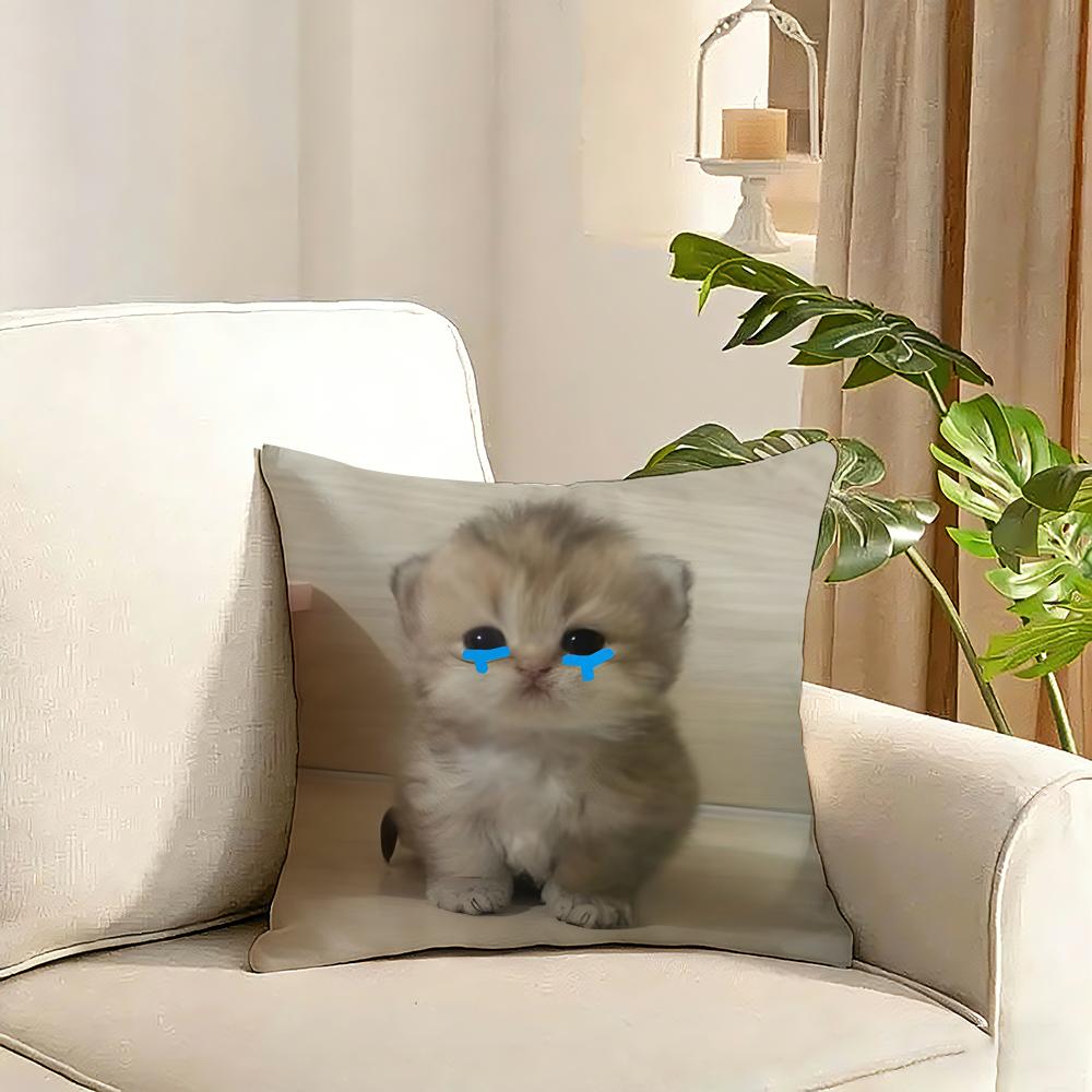 Cute Pet Animal Cushion Cover Reversible Plush Pillow Cover Soft Fluffy Home Decor for Sofa Bedroom