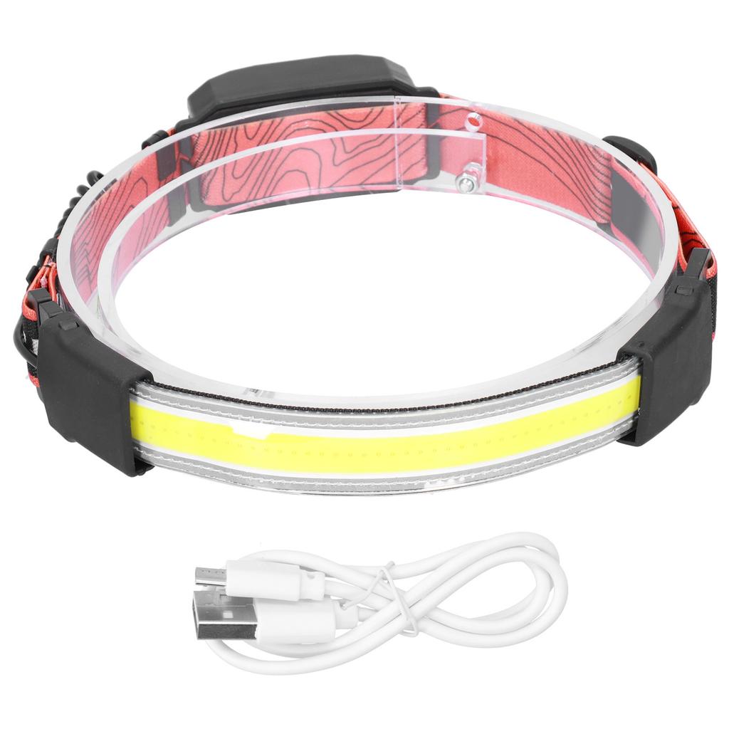 Lampada frontale COB LED con 3 modalità di illuminazione Ricarica USB per Pesca all'aperto Corsa Campeggio
