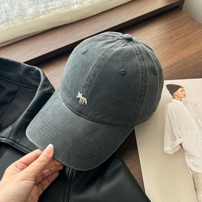 Grape Purple Embroidered Little Fox Soft Top Baseball Cap Women's New High Quality White Cap