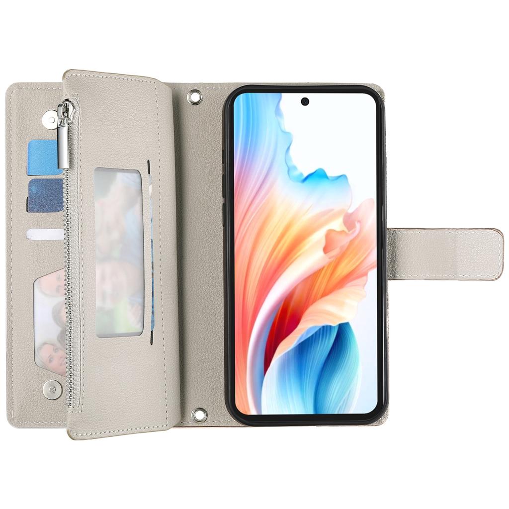 For Oppo A5x 5G/4G Case Zipper Wallet Color Splicing Leather Flip Phone Cover with Straps