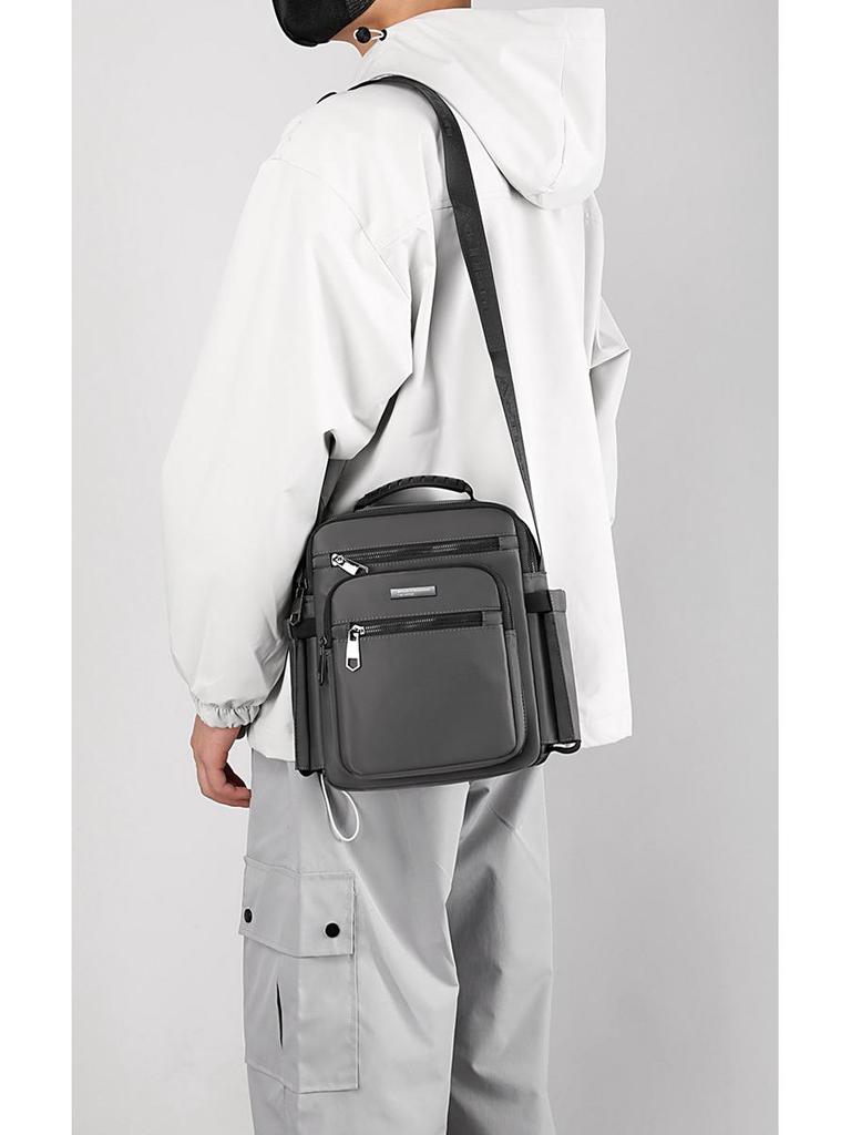Men's Multi-Layer Business Crossbody Briefcase with Water Bottle Holder