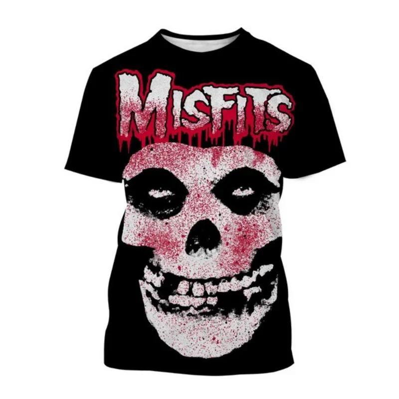 T-shirt Rock Band Misfits Estivi Teschio Stampato 3D Streetwear Uomo Donna Moda T-shirt a Maniche Corte T-shirt per Bambini Top Abbigliamento Uomo