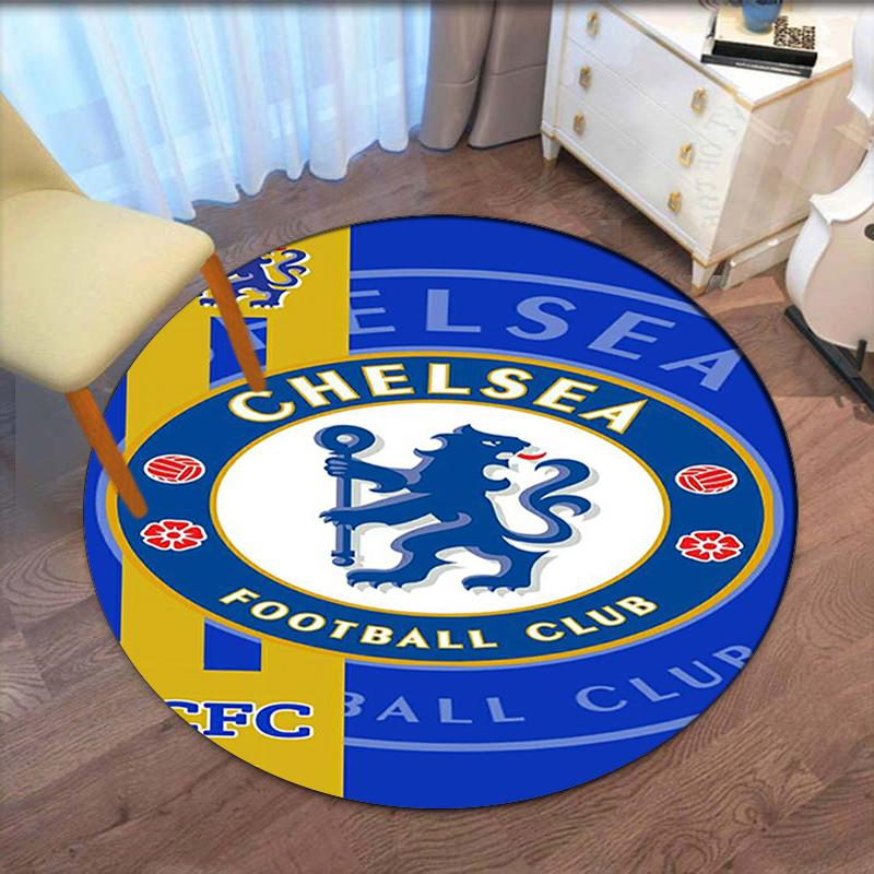 Chelsea Football Club Printed Round Rug Carpet Chair Rug Area Rug Entryway Doormats,for Office Chair Living Room Bedroom Kitchen Room.
