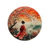 Round Aluminum Metal Sign Wreath Decorative Sign Bedroom Decoration Gifts Japanese Kimono Theme For Bar Club Home Wall Decor