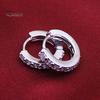 Round Earrings Fashionable Alloy Single Hoop Row Rhinestones for Banquet Rhinestone