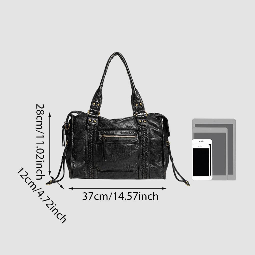 Leather Retro Shoulder Bag for Women with Pockets Shoulder Handbag Top Handle Bag Shopper Bag for Daily Use