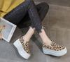 Fashion 2025 Size 34-39 Women Casual Loafers Leopard Flats Shoes Real Leather Platform Summer Slip-On Slouchy Mid Heels Daily