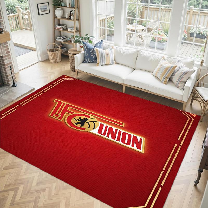 Union Berlin FC Design Kristall Samt Teppich Gemütlich Non?Rutschfester Teppich mit Aufdruck für Schlafzimmer Wohnzimmer Eingang