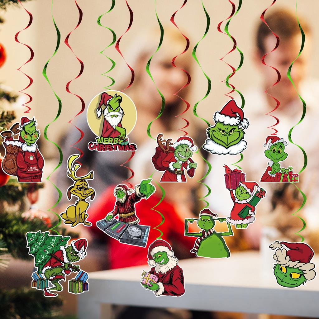 12 Pcs Cartoon Paper Green Pendant Holiday Tree Pendant, Car Accessory Pendant Indoor And Outdoor Decoration