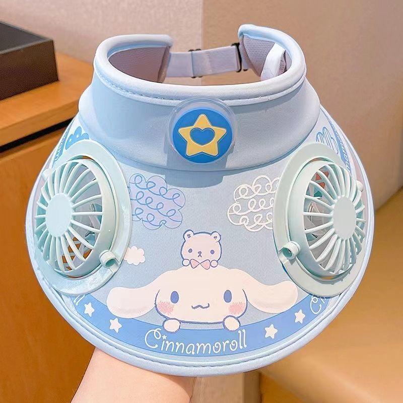 Sanrio Kity Fan Sunscreen Wide-brimmed Hat for Summer Large Brimmed Sun Hat Kuromi