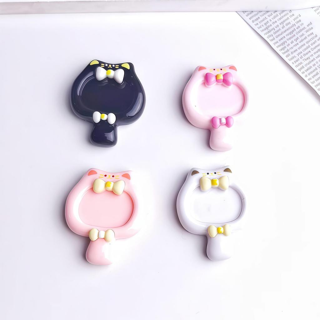 Cartoon Glossy Bow Cat Mirror Resin Ornaments: DIY Hair Clip, Phone Case, or Cup Accessory