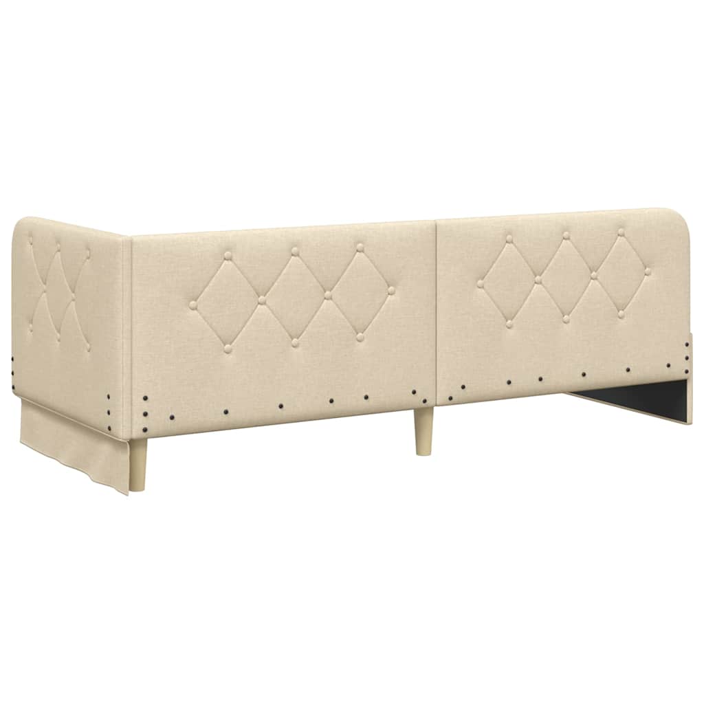 L Shaped Corner Bed Frame Cream 80 X 200 Cm Fabric