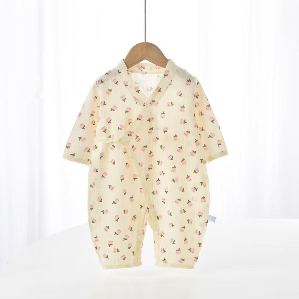 Newborn Summer Gauze Onesie with Belly Protector