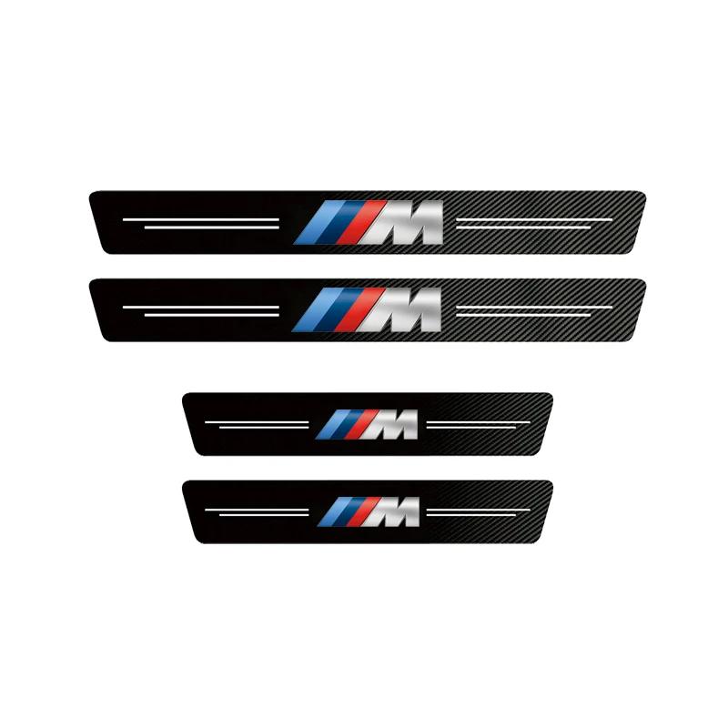 For BMW M E28 E90 F30 F10 X2 X3 X4 X5 X6 X7 F20 E46 E60 Valve 1/4/5Pcs Leather Car Door Sill Protector Carbon Fiber Sill Strip blhn58
