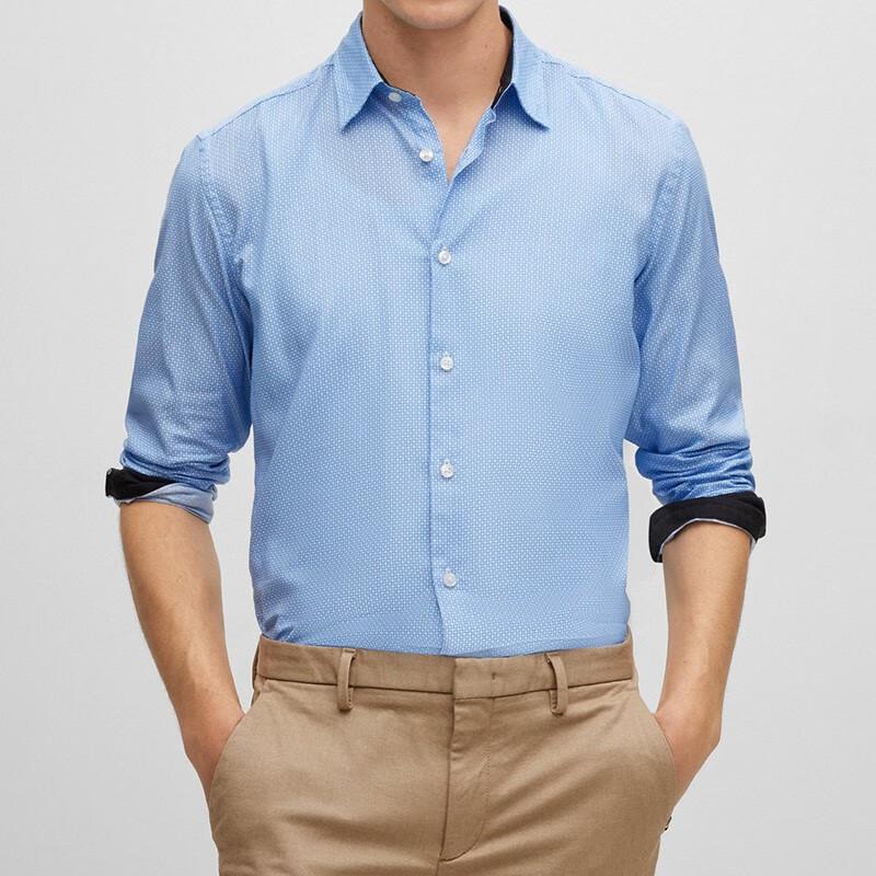 HUGO BOSS Shirts Men's Light Blue Pointed Collar Moderate Other 50483724-421