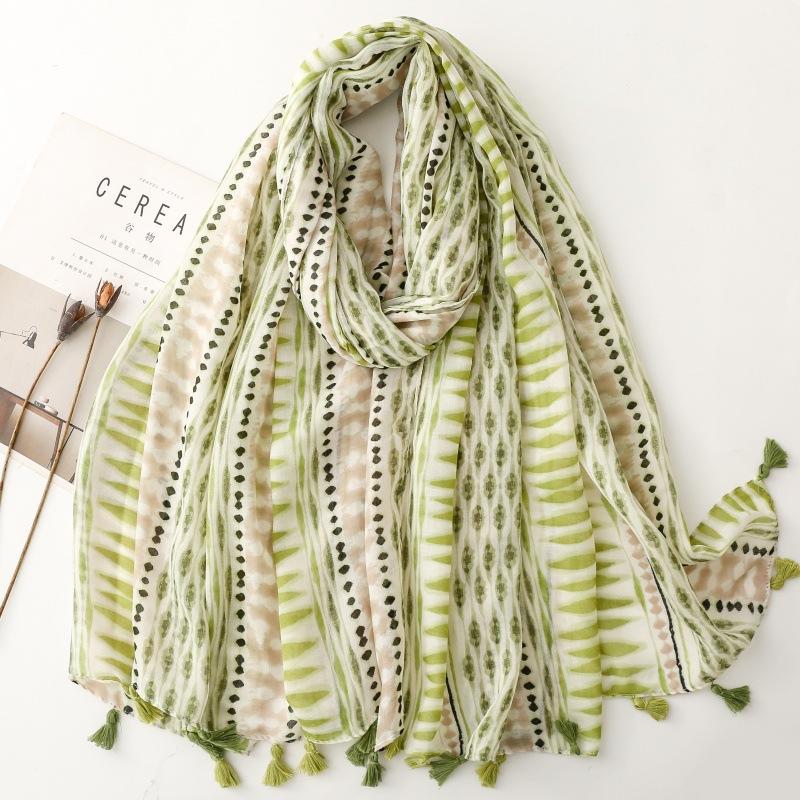 Viscose Scarf Women Shawl Bohemian Style Cotton Linen Feeling Tassels Big Size Muslim Hijab Wrap Summer Beach Sunscreen